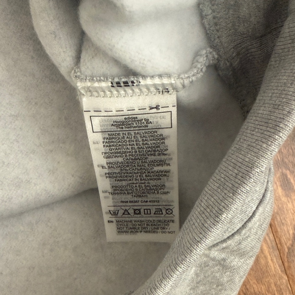 Adidas Light Gray Pullover Hoodie with Trefoil Logo Size M - Picture 9 of 16